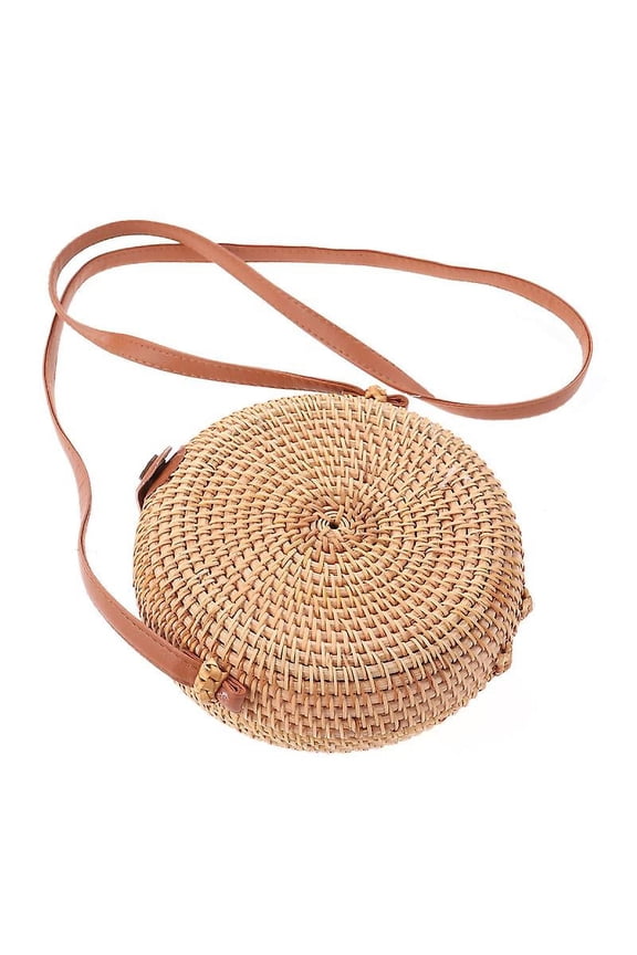 1pcs Women Round Rattan Bag