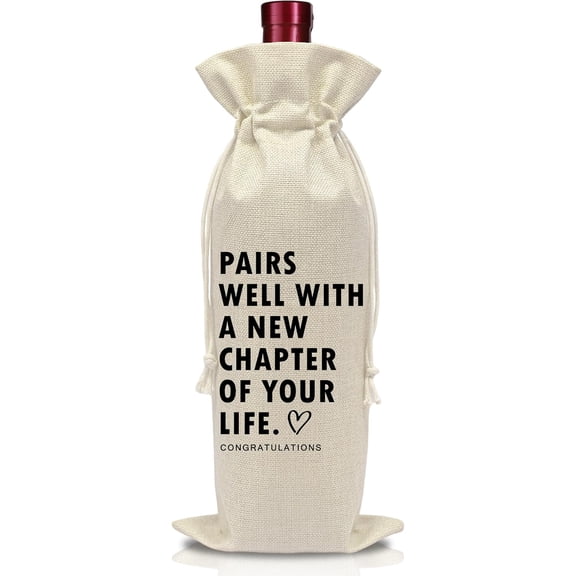 1pcs Work Gift Wine Bottle Bag - A New Chapter of Your Life Gift - Reusable Wine Bags with Drawstring - Work Planning Decorations - Meaningful Present Ideas for Colleague-A27