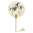 thumbnail image 1 of 1pcs ancient style rice paper Group fan Chinese style group fan suitable for parties, weddings, 1 of 5