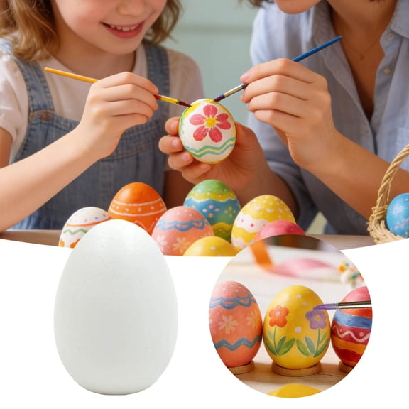 1pcs easter eggs empty easter DIY Rainbow Egg Display Set Easter outdoor decorations - 1.3x1.7Inches White Unfinished for Easter DIY Crafts Painting
