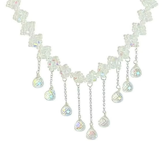 1pcs elegant double pearl fringe flower diamond necklace adorn women's necklace