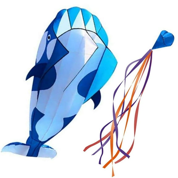 1pcs large 3D soft killer whale dolphin kite with a line board blue and white 120 * 215cm