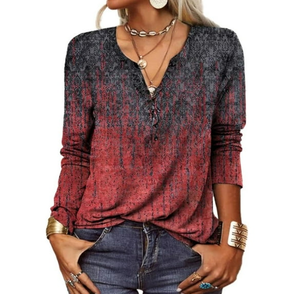 1pcs long sleeve T-shirt for women--burgundy