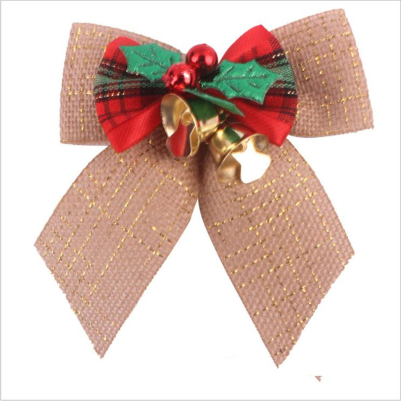 1pcs/lot Delicate Bowknot Christmas Gift Bows With Small Bells DIY Bows