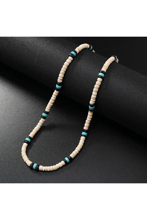 1pcs men's surfer necklace white coconut shell + black beads