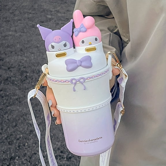 1pcs stainless steel cup/550ml travel water bottle/double drinking lid/cute birthday gift