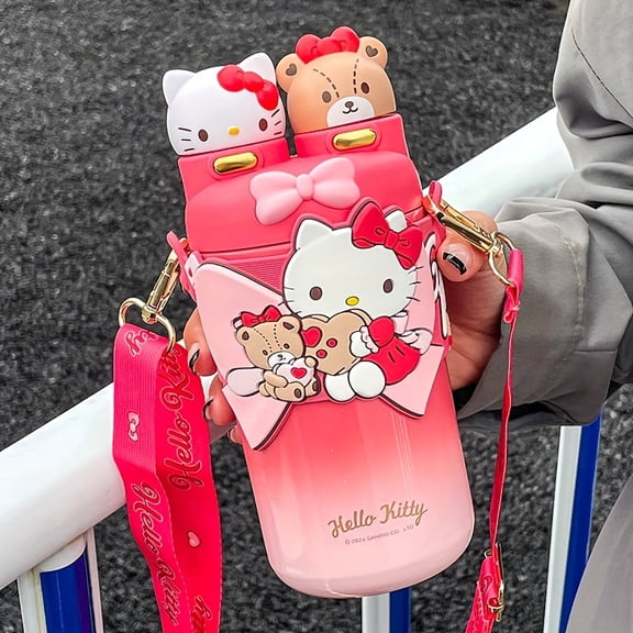 1pcs stainless steel cup/550ml travel water bottle/double drinking lid/cute birthday gift