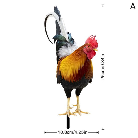 1pcsGarden Rooster Statue Acrylic Chicken Sculpture For Yard Decor Weatherproof Hen Figurine For Farm Patio Lawn Back Yard Home