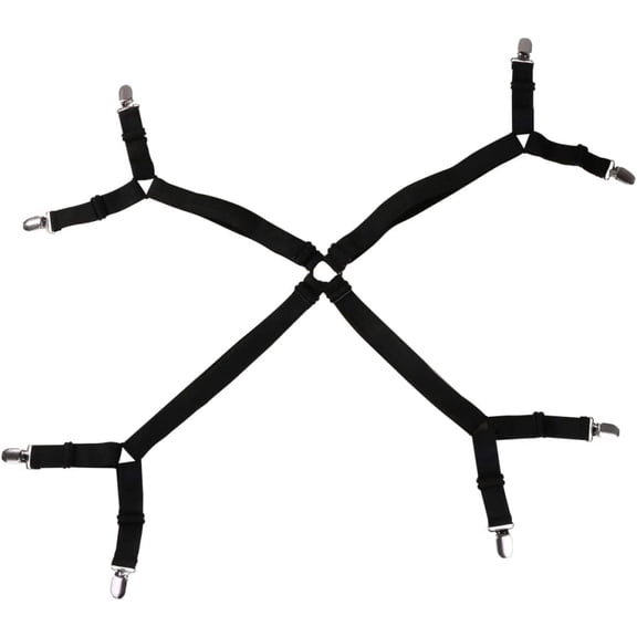 1pcsheet Black Elastic Mattress Cover Suspenders Clippers Holder Duvet Crisscross Clips Band Fasteners Grippers Straps Adjustable Corner Pad Fitted Bed