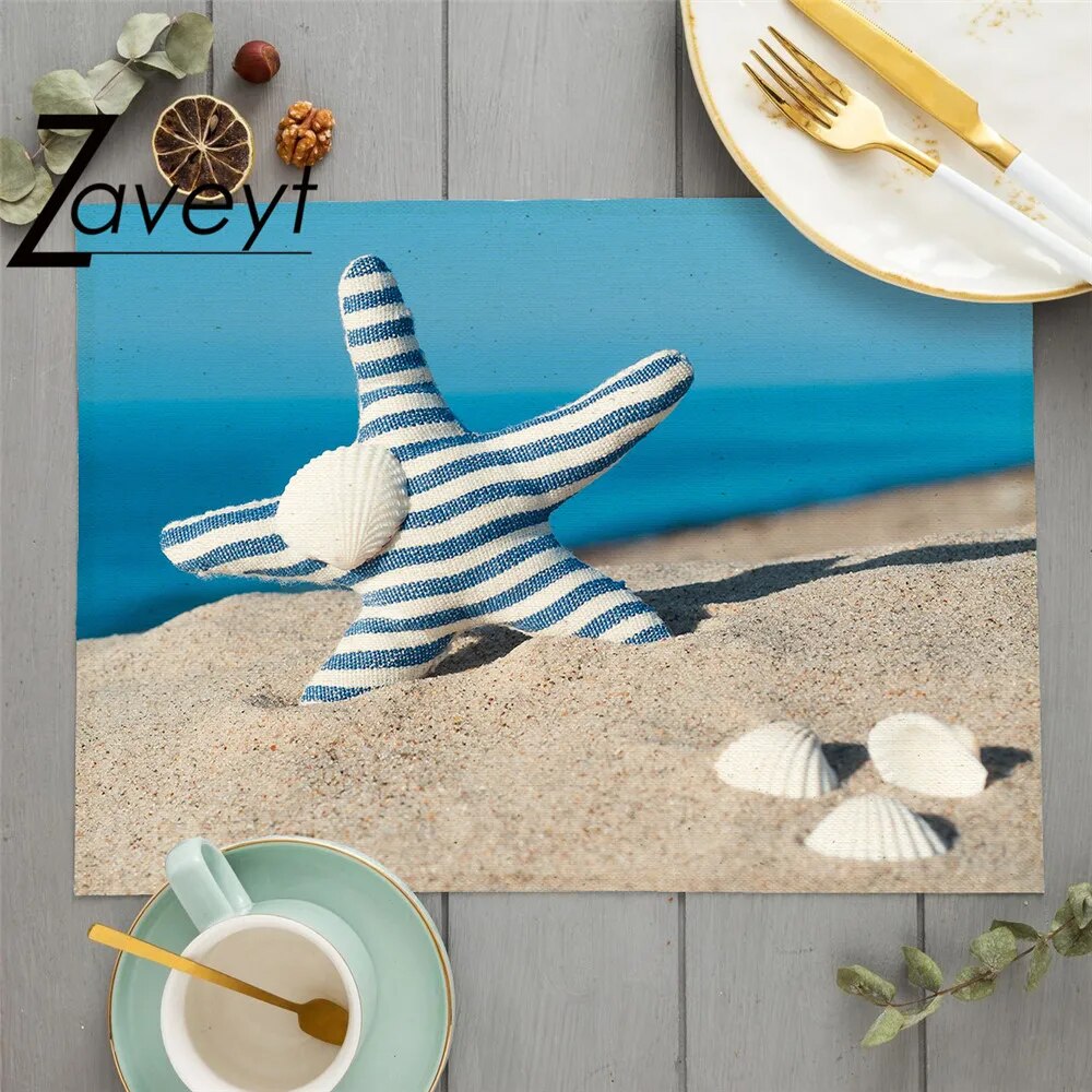 1piece Summer Beach Coconut tree Sunset Pattern Kitchen Placemat Dining