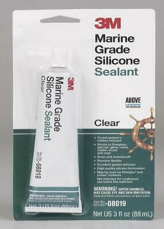 1pk 3M 8019 Marine Grade Silicone Sealant, 3 Oz, Clear