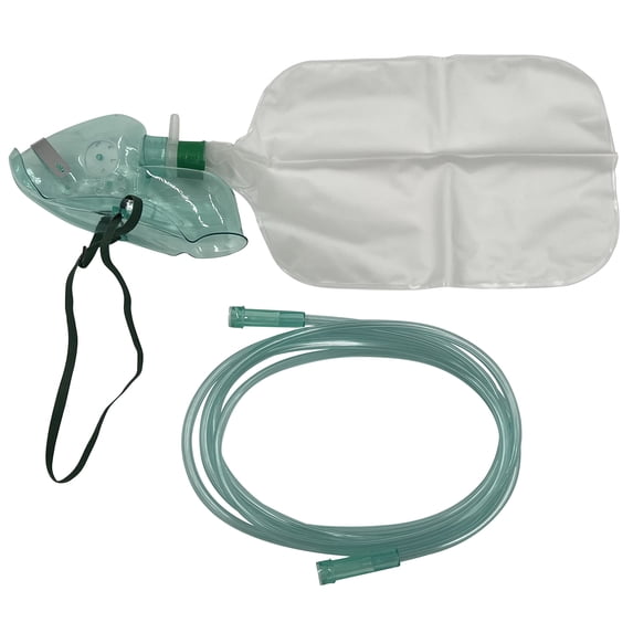 ResOne Adult Elongated Non-Rebreather Oxygen Mask with 6.8 ft Crush Resistant Tubing and 1000ml Bag