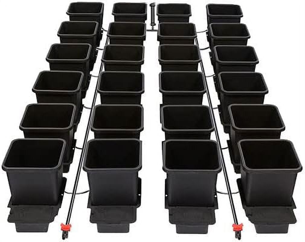 1pot systems (3.9 gallon plastic pots) selfwatering, gravityfed