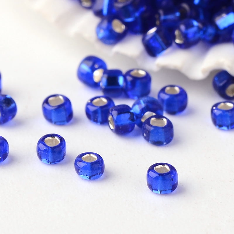 1pound 12/0 Grade A Round Glass Seed Beads Silver Lined Blue 2x1.5mm Hole: 0.5mm about 45000pcs/pound
