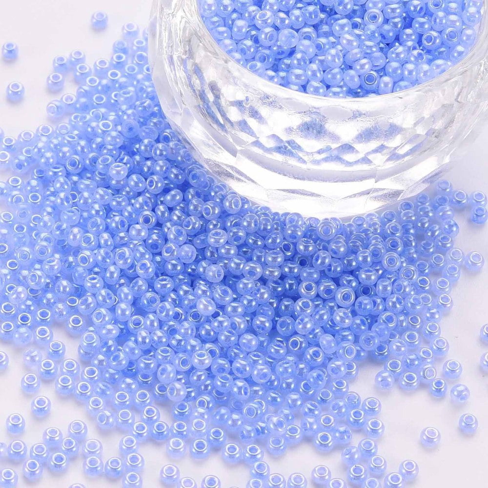 1pound 12/0 Imitation Glass Seed Beads Opaque Colours Luster Round Cornflower Blue 2x1.5mm Hole: 1mm about 40000pcs/Pound