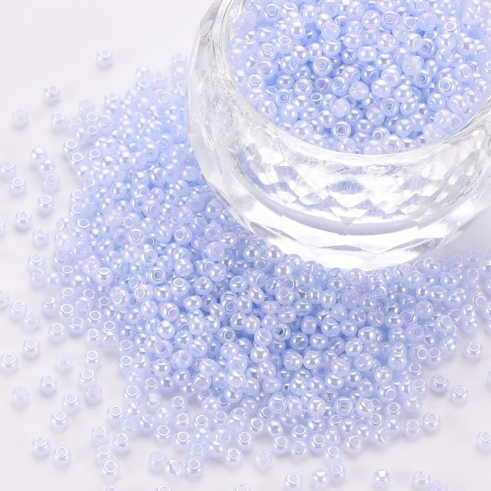 1pound 12/0 Imitation Glass Seed Beads Opaque Colours Rainbow Round Light Steel Blue 2x1.5mm Hole: 1mm about 40000pcs/Pound