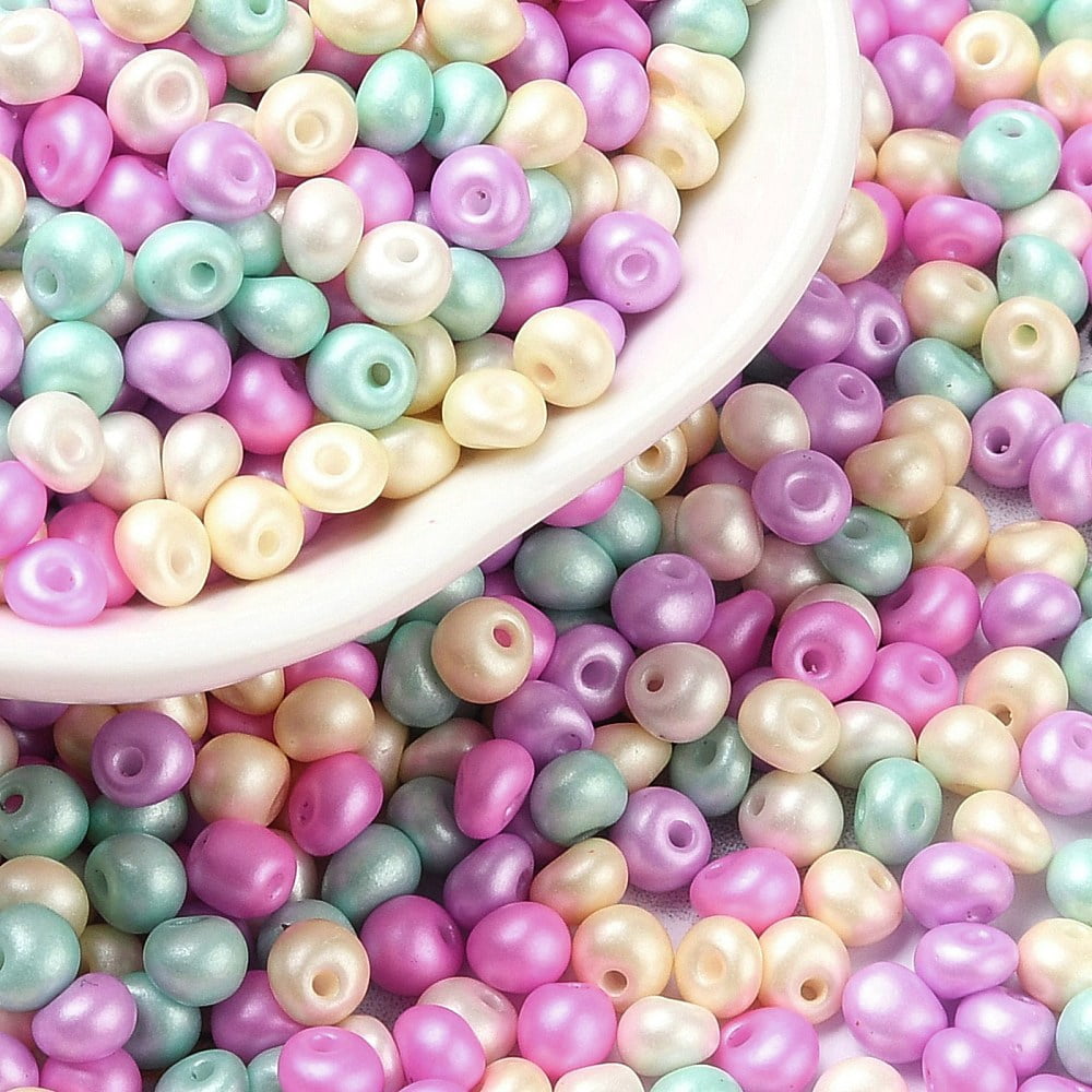 1pound 6/0 Glass Seed Beads Opaque Colours Luster Teardrop Colorful 4~5x4~4.5x3~4mm Hole: 0.8~0.9mm about 5625pcs/pound