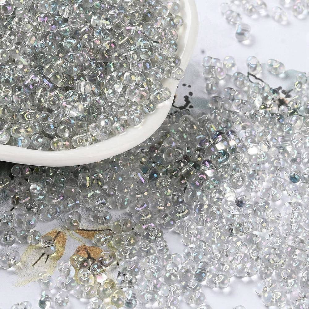 1pound AB color Glass Seed Beads Transparent Colours Rainbow Peanut Gray 4~4.5x2~2.5x2~2.5mm Hole: 0.8~0.9mm about 10000pcs/pound