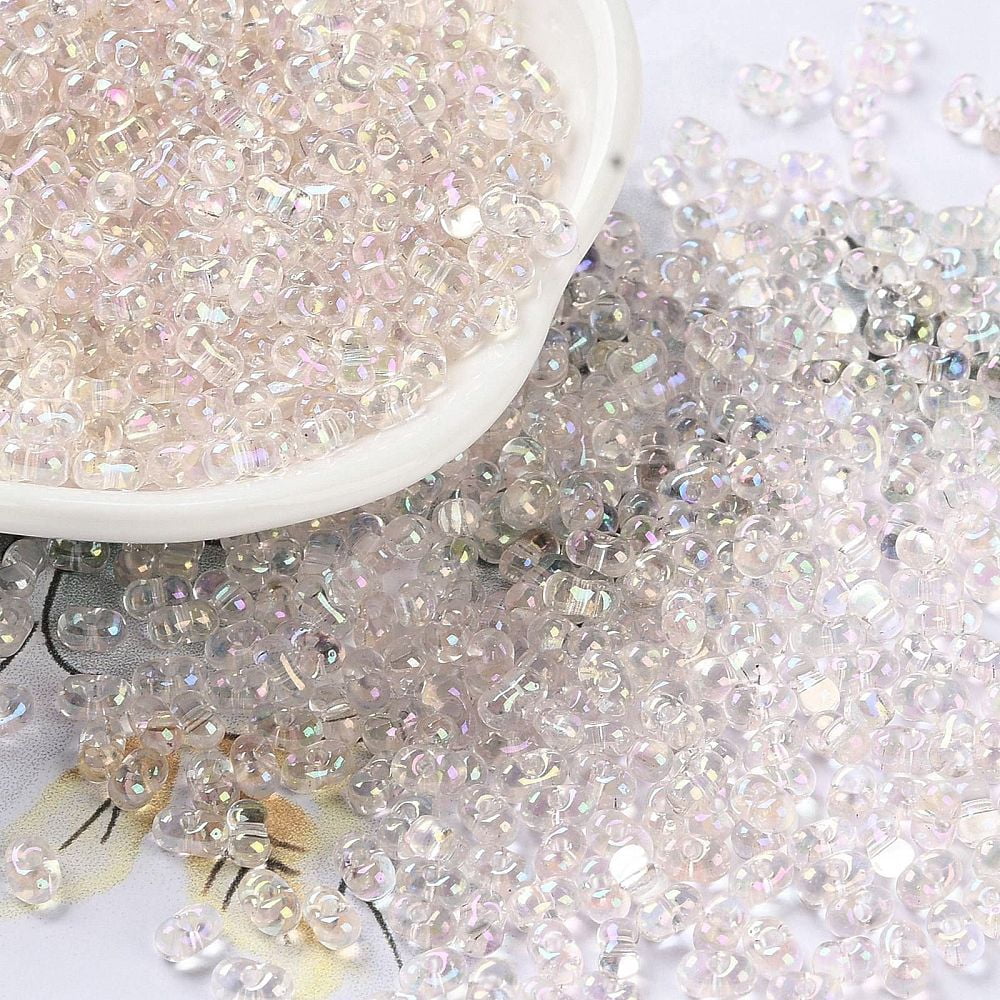 1pound AB color Glass Seed Beads Transparent Colours Rainbow Peanut Lavender Blush 4~4.5x2~2.5x2~2.5mm Hole: 0.8~0.9mm about 10000pcs/pound