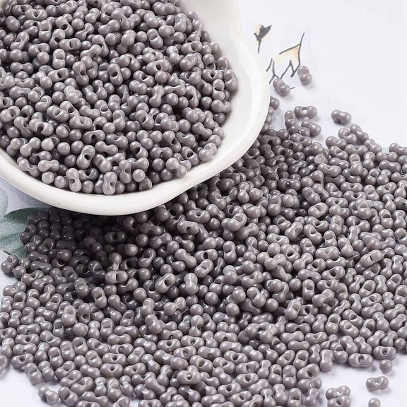 1pound Baking Paint Glass Seed Beads Peanut Dark Gray 2x4.5x2mm Hole: 0.8~0.9mm about 15000pcs/pound DIY