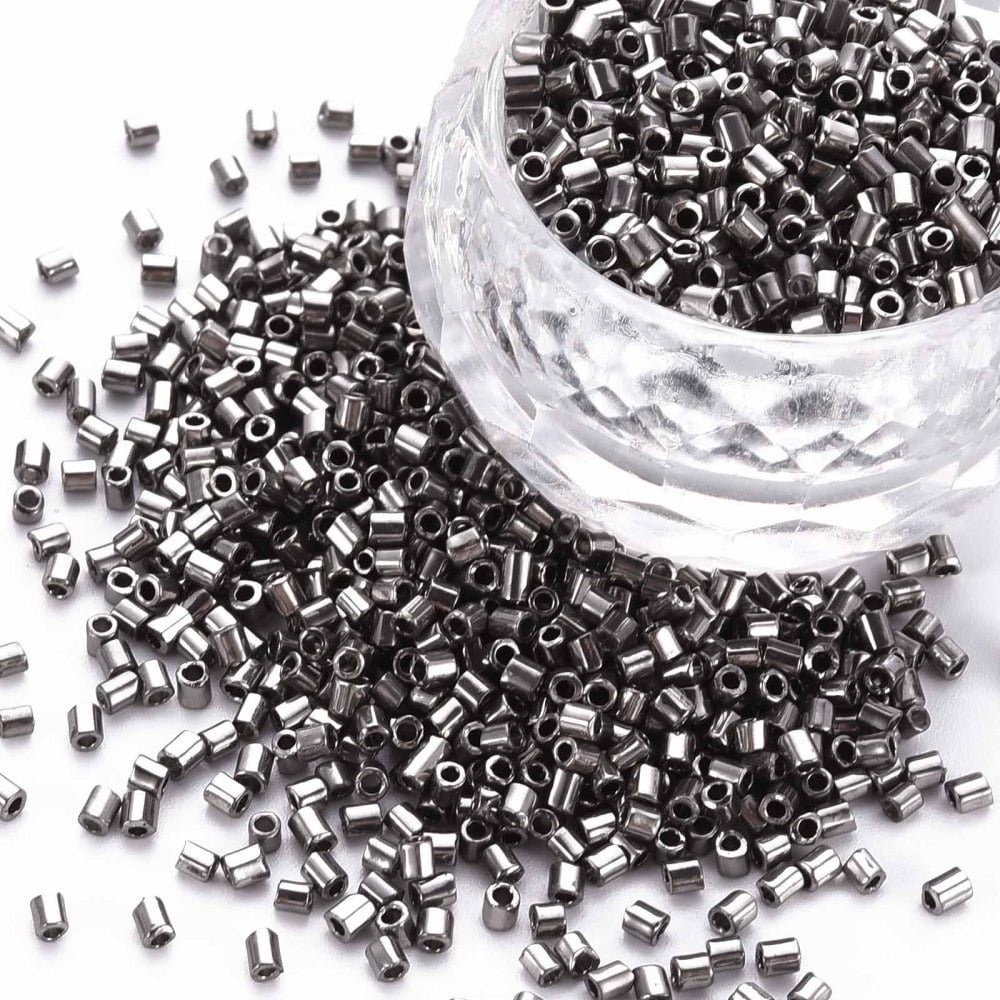 1pound Glass Beads Metallic Colours Gray 2.5~3x2mm Hole: 0.9mm about 15000pcs/pound