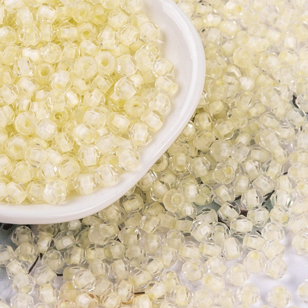1pound Glass Seed Beads Inside Colours Bicone Pale Goldenrod 4.5x3.5mm Hole: 1.5mm 5625pcs/pound