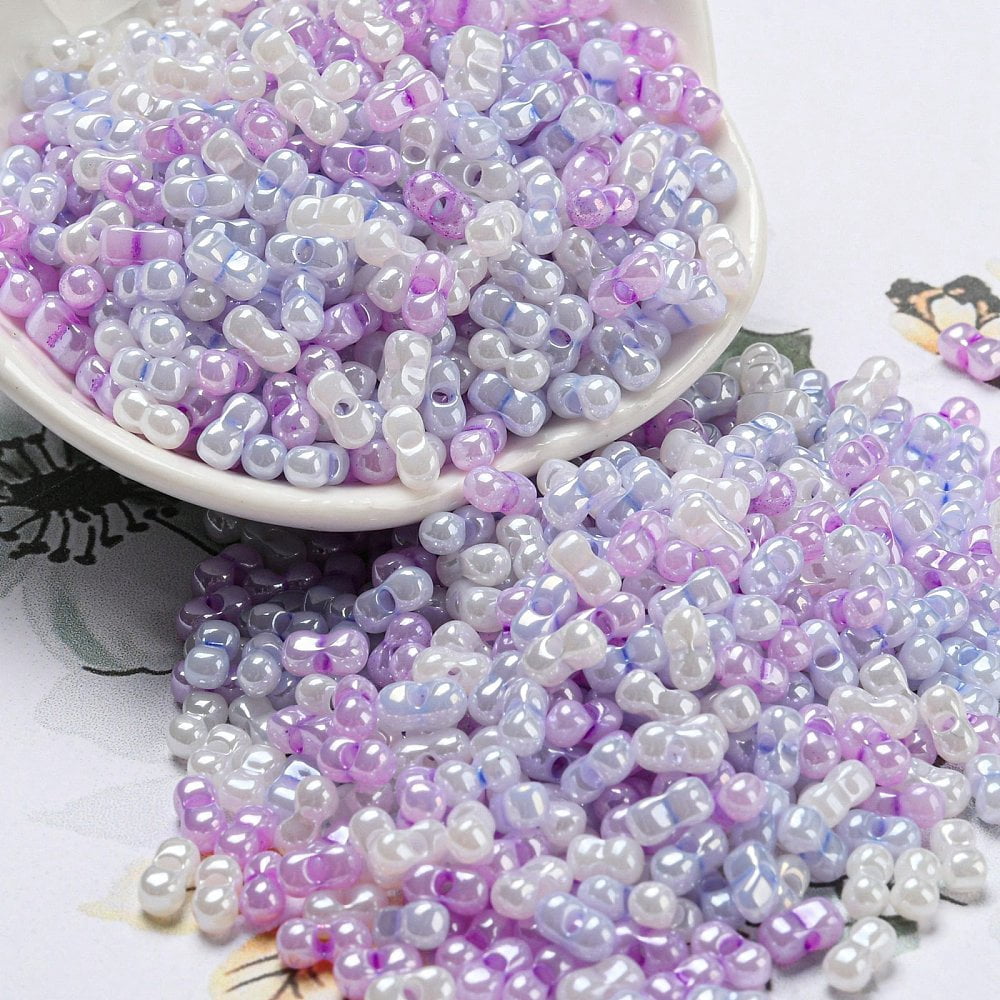 1pound Glass Seed Beads Opaque Colours Luster Peanut Colorful 6x3x3mm Hole: 1.2mm about 4000pcs/pound