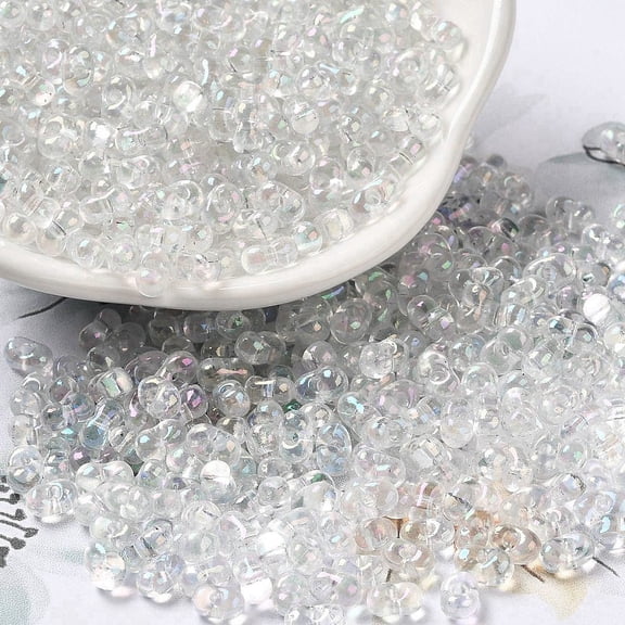 1pound Glass Seed Beads Peanut Clear 5.5~6x3~3.5x3mm Hole: 1~1.2mm about 4000pcs/pound Clear