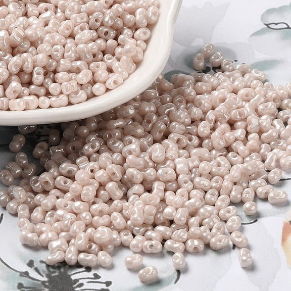 1pound Glass Seed Beads Peanut White 3.5~4x2~2.5x2~2.3mm Hole: 0.8mm 8000pcs/pound