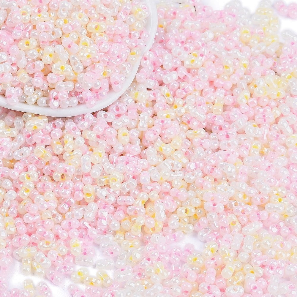 1pound Glass Seed Beads Round Hole Peanut Pink 3.5x6x3.5mm Hole: 0.8mm about 4500pcs/pound