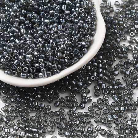 1pound Glass Seed Beads Trans. Colours Lustered Round Gray 3mm Hole: 1mm about 10000pcs/pound