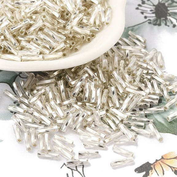 1pound Glass Twist Beads Silver Lined Silver 6.5x2mm Hole: 0.8mm about 15000pcs/pound