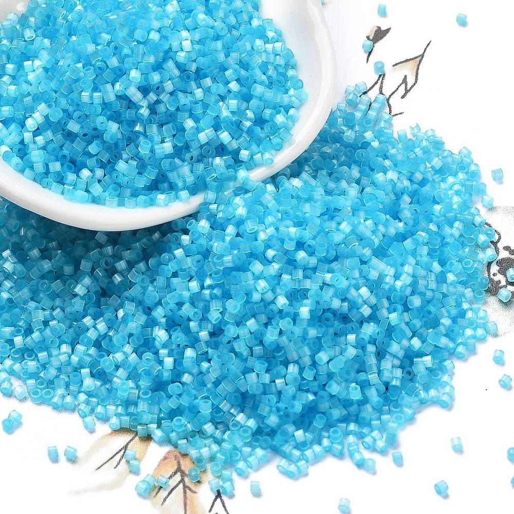 1pound Imitation Cat Eyes Glass Seed Beads Dyed Cylinder Deep Sky Blue 1.6x1.3mm Hole: 0.8mm about 60000pcs/pound