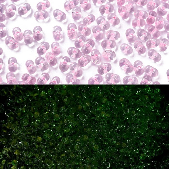 1pound Luminous Glass Seed Beads Glow in the Dark Peanut Pearl Pink 2.5x4x2mm Hole: 0.8mm about 11250pcs/pound