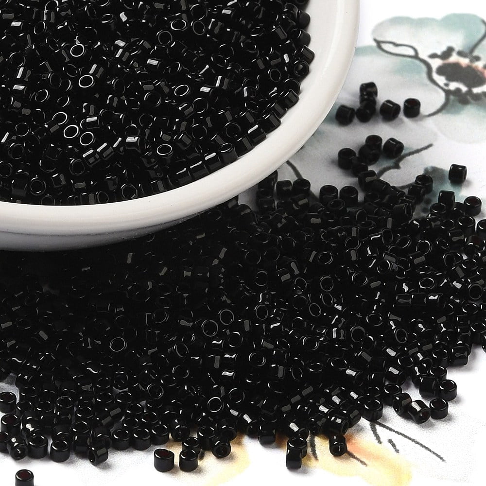 1pound Opaque Colours Glass Seed Beads Cylinder Black 2x1.5mm Hole: 1mm