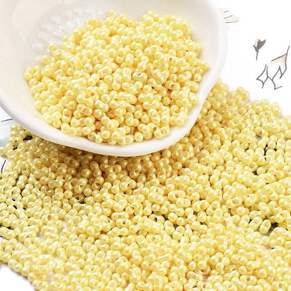 1pound Opaque Colours Glass Seed Beads Peanut Yellow 2x4x2mm Hole: 0.8mm about 45000pcs/pound