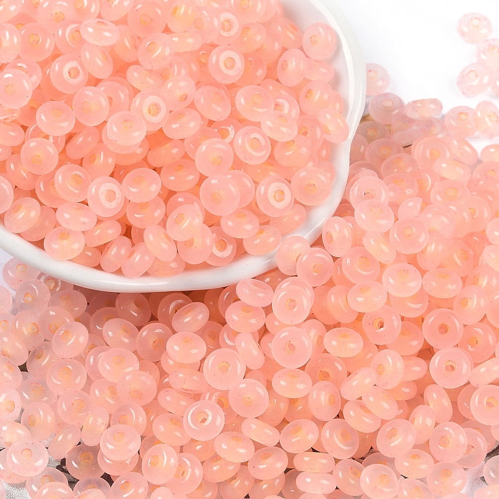 1pound Transparent Colours Glass Seed Beads Donut Light Salmon 6.5x3mm Hole: 1.8mm about 1363pcs/pound
