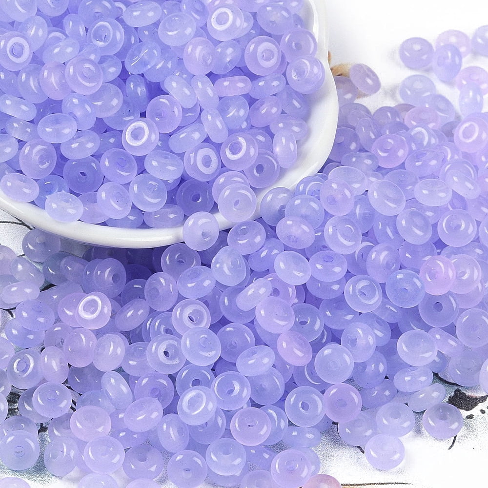 1pound Transparent Colours Glass Seed Beads Donut Lilac 6.5x3mm Hole: 1.8mm about 1363pcs/pound