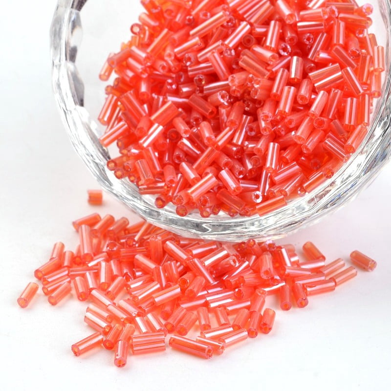 1pound Transparent Colours Pearl Luster Round Hole Glass Beads Orange Red 2~5x1.8~2mm Hole: 0.8mm about 12000pcs/450g