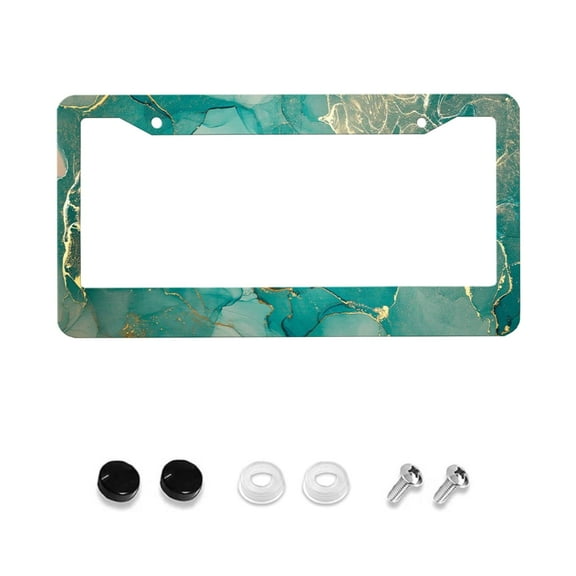1ps Blue and Quicksand Gold License Plate Frame, Beautiful Novelty License Plate Frame Metal License Plate Holder for US Vehicles Standard Size 12x6 Inch