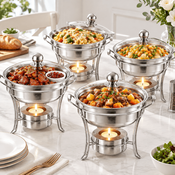 1qt Mini Chafing Dishes 4 Pack Food Warmers for Buffets Parties