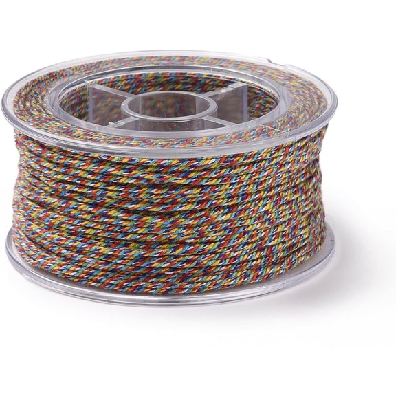 1roll 1 Roll 26.25 Yards(24m) 1.2mm Macrame Cotton Cord Bead Thread Macrame Cotton Cord Rope with Plastic Reel Stringing Materials for DIY Bracelets Necklace Beading Jewelry Making and Crafts
