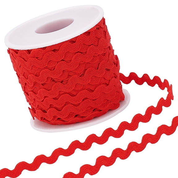 1roll 1 Roll 27yd/25m RIC Rac Trim Ribbon Wave Sewing Bending Fringe Trim 5mm/0.2 inch for Sewing Flower Making Wedding Party Lace Ribbon Craft(Red)
