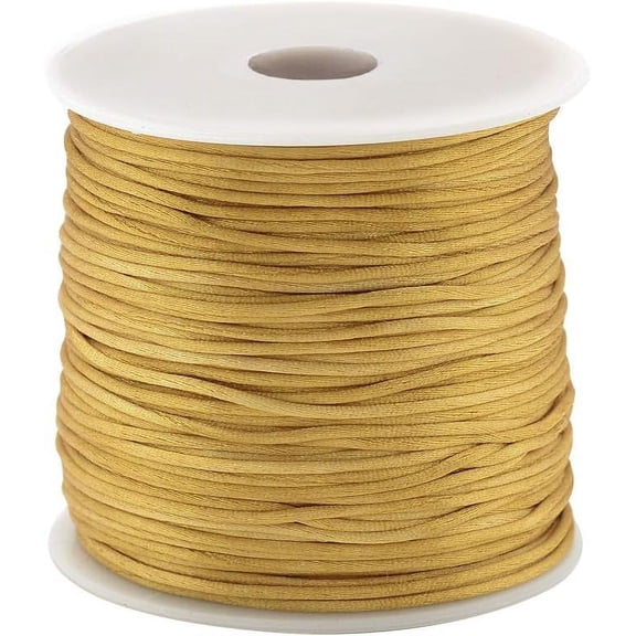 1roll 1 Roll 82 Yards Nylon Jewelry Thread Cord 1mm Shiny Silky Rattail Cord Chinese Knotting Beading Cord for DIY Jewellery Making Macrame Kumihimo Shamballa Bracelet - Goldenrod