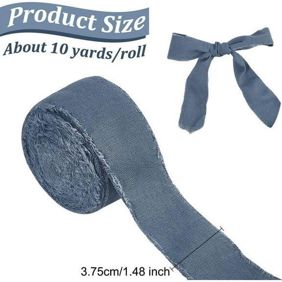 1roll 10 Yards Burlap Frayed Ribbon Hessian Ribbon Jute Ribbon for Craft Making Steel Blue 1-1/2 inch(37.5mm)