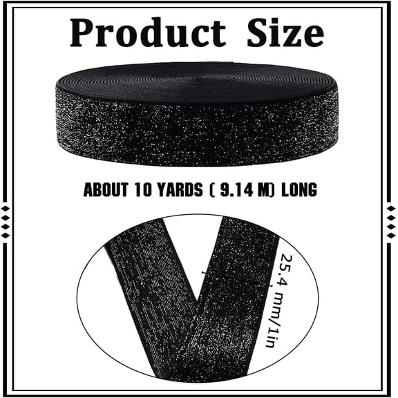 1roll 10 Yards Polyester Velvet Ribbon Silver Glitter Ribbon for Jewelry Making Black 1 inch(25~26mm)