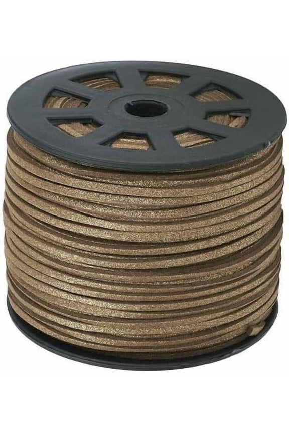 1roll 100 Yards Flat Suede Leather Lace 3mm Micro-Fiber Leather String Cord Beading Thread with Glitter Powder for Jewelry Making Crafting Tassels Necklaces Bracelet Bowknot - Goldenrod