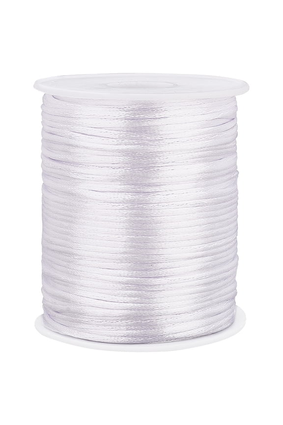 1roll 109yards Silky Rattail Cord 2mm White Satin Rattail Cord String Silk Crafts Cords String Bracelet String for Bracelets Necklaces Dream Catchers Macrame Keychains Lanyards Braid Polyester