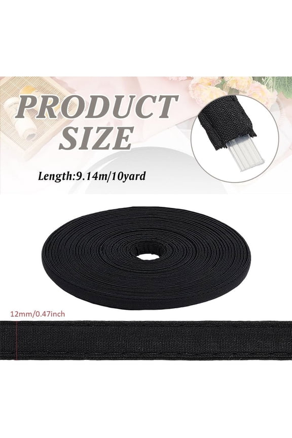 1roll 10yard Covered Boning 12mm Polyester Boning Black Bra Boning Poly Boning Sewing Garment Accessories for Corsets Bridal Gowns Lingerie Hats Dress