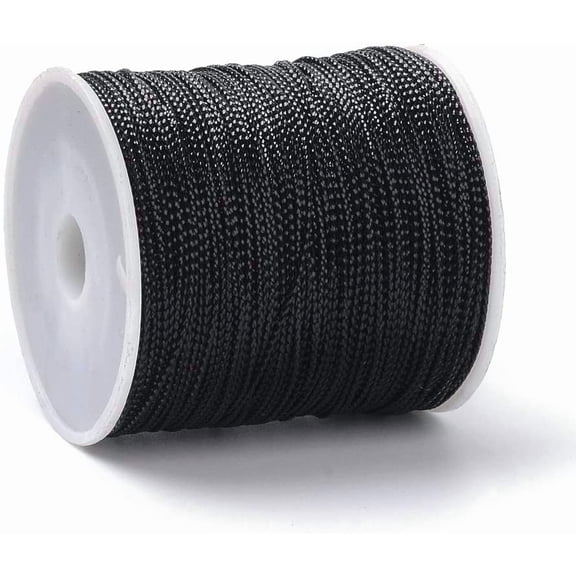 1roll 1mm Jewelry Thread Metallic Threads Polyester Threads Black 1mm about 109.36 yards(100m)/roll